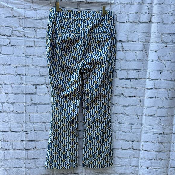 Boden Pants Cropped Flared Sapphire, Azure Geo US Size 6 R Geometric Flare - Picture 6 of 9